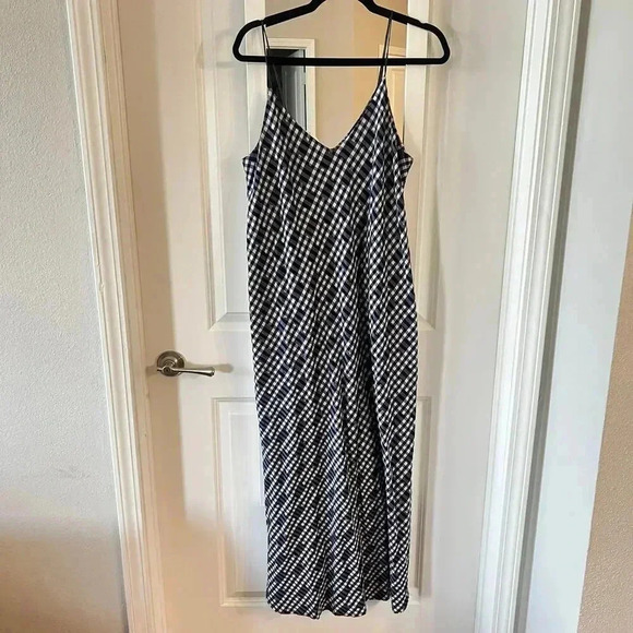 Blue and White Umber & Ochre Checkered Maxi Dress Size Medium - Picture 1 of 5